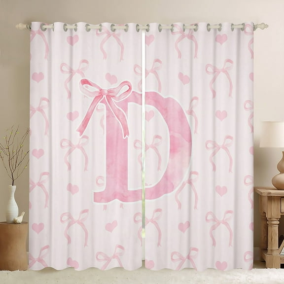 Erosebridal Dreamy Initial A-Z Curtains for Living Room, Initial Letter B 30%-50% Blackout Curtains Set of 2 (42x90), Girly Fairly Decor