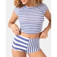 thumbnail image 3 of Roxy Stripe Out Crop Rashguard - Size S - Color: Bijou Blue, 3 of 7