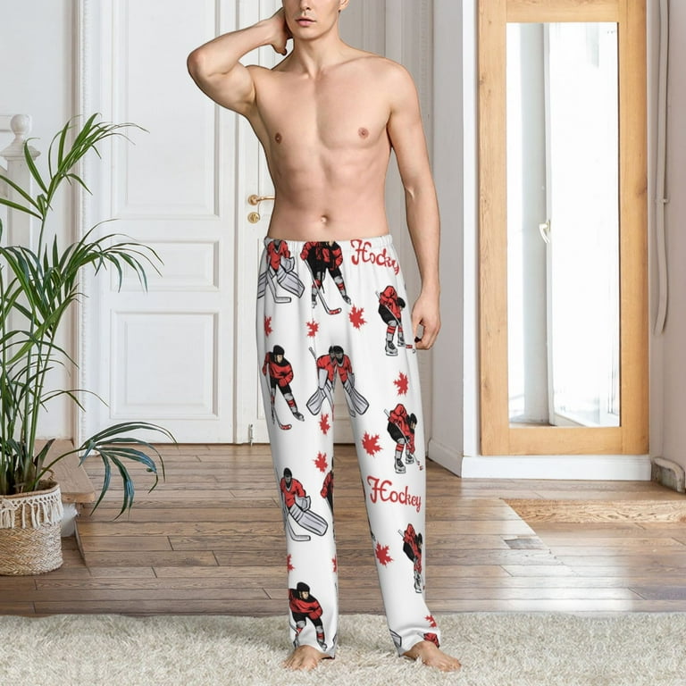 Mens Pajama Pants Bottoms with Pockets Canada hockey players maple leaves Comfy Mens Pj Pants Soft Men Lounge Pants Walmart