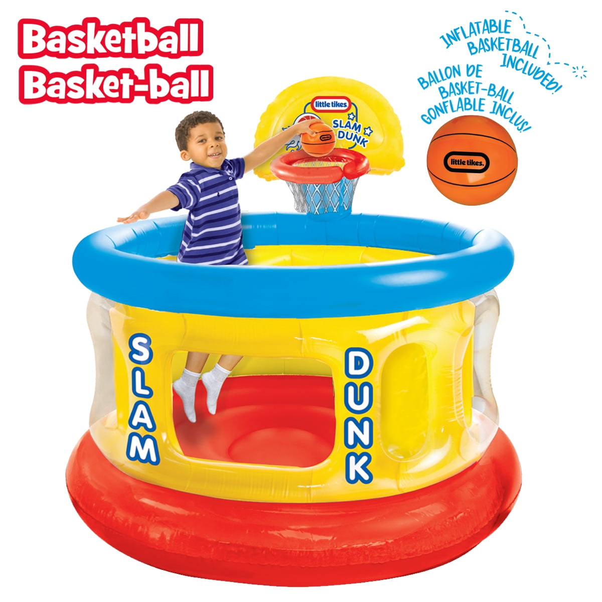 Little Tikes Slam Dunk Big Ball Pit, Inflatable Basketball Hoop and Balls for Kids Ages 3-6