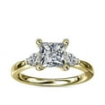 thumbnail image 1 of 0.70 Carat Excellent Princess Cut Real Diamond Latest Design Three Stone Engagement Ring for Ladies Solid 14K Yellow Gold Size 7.5, 1 of 8