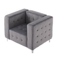thumbnail image 5 of Gewnee 36.22" Velvet Tufted Accent Chair Solid Wood Frame for Living Room Dark Grey, 5 of 14
