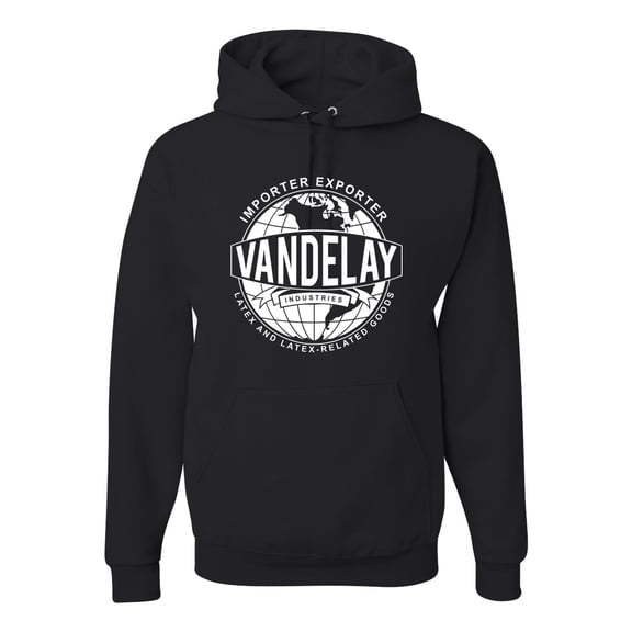 Wild Bobby, Vandelay Industries Shirt Latex-Related Goods Seinfeld, Pop Culture, Unisex Graphic Hoodie Sweatshirt, Black, Small