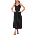 thumbnail image 2 of CURVOSPORT Women's Satin Cami Dress Spaghetti Straps V Neck Elegant Maxi Slip Dresses S Black, 2 of 6
