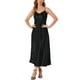 thumbnail image 2 of CURVOSPORT Vestido de Satén para Mujer con Tirantes Espagueti y Escote en V, Elegante Vestido Maxi Deslizante L Negro, 2 of 6