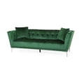 thumbnail image 2 of Noble House Emilio Velvet Sofa, Emerald, Silver, 2 of 8