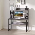 thumbnail image 2 of Homcom Office Computer Desk Writing Table Workstation with Storage Shelves, Black, 2 of 8