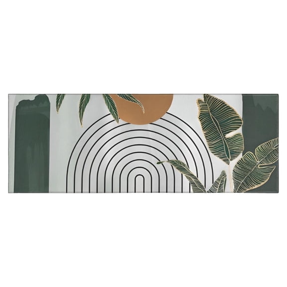 Green Boho Geometric and Plant Pattern (4) Kitchen Rug Mat,Kitchen Runner Rugs Non Skid Washable,Decorative Kitchen Floor Mats for Kitchen,Sink,Laundry,17"X47"