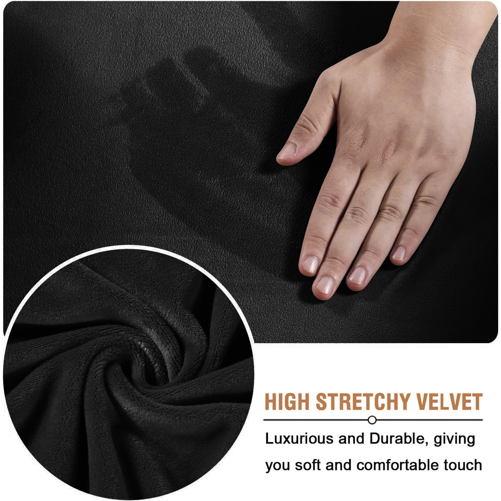 SANMADROLA 100% Waterproof Couch Covers Velvet Stretch Slipcover for 3 Cushion Sofa Cover Non Slip Leakproof Washable Furniture Protector for Kids Dogs Cats Pets, Black,Chair