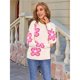 thumbnail image 5 of Suéteres Florales para Mujer, con Rayas de Colores Contrastantes, Cuello Redondo, Larga, Jerseys de Punto Holgados Albaricoque L, 5 of 10
