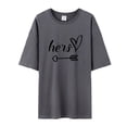 thumbnail image 2 of HTNBO Unisex Couple Valentines Days Tops for Women Men Short Sleeve Crew Neck Funny Print T Shirts, 2 of 4