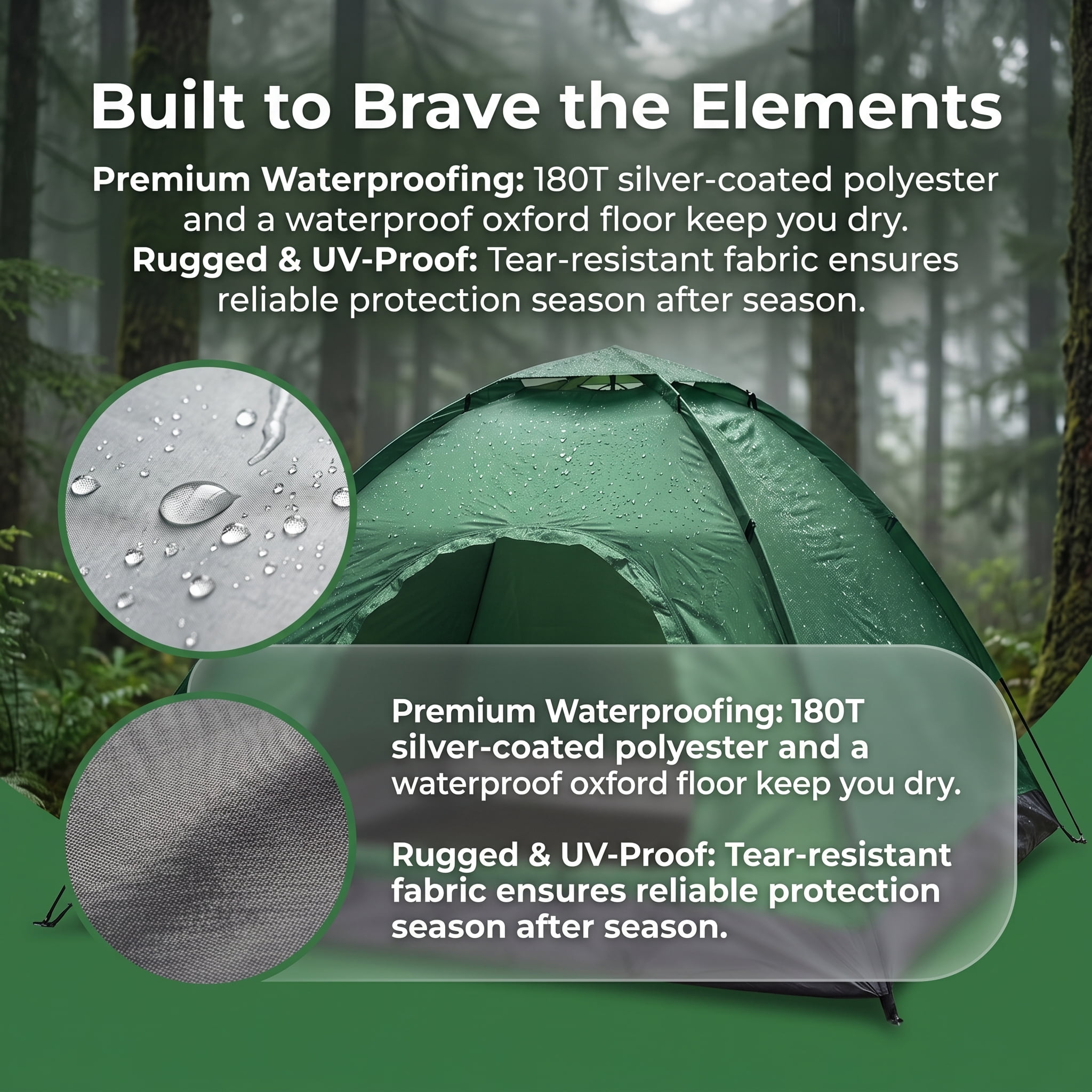 3-4 Person Army Green Camping Dome Tent, Waterproof Outdoor Survival Tent for Camping Hiking