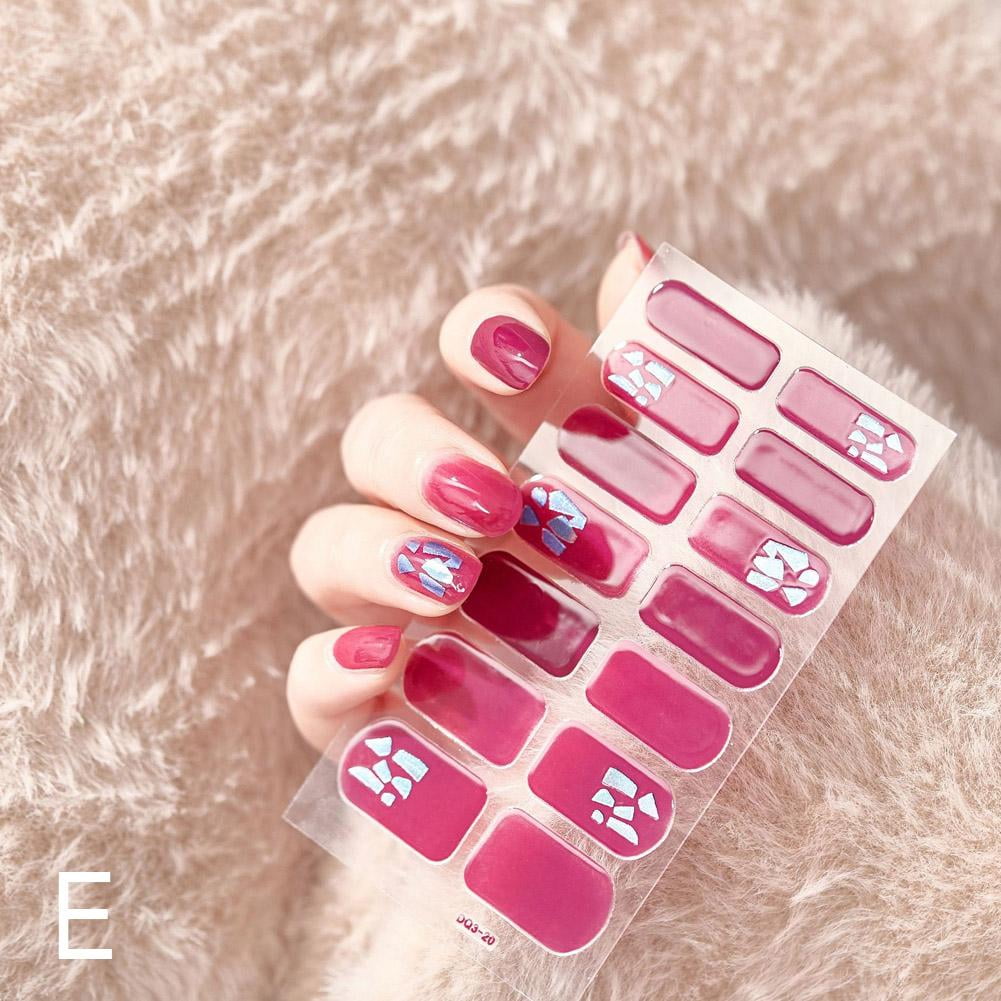Gel Nail Stickers Full Nail Wraps Semi Cured Gel Nail Glitter