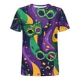 thumbnail image 5 of Gamivast Carnival Theme Shirts for Women Plus Size Loose Fitted Crewneck Short Sleeve Blouses Dressy Mask Graphic Tunic Tee Tops Happy Mardi Gras Day Outfits, 5 of 6