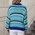 thumbnail image 4 of 2024 Women Round Neck Sweater Winter Puff Sleeve Knit Tops Loose-Fit Colorful Stripe Casual Pullover, 4 of 9