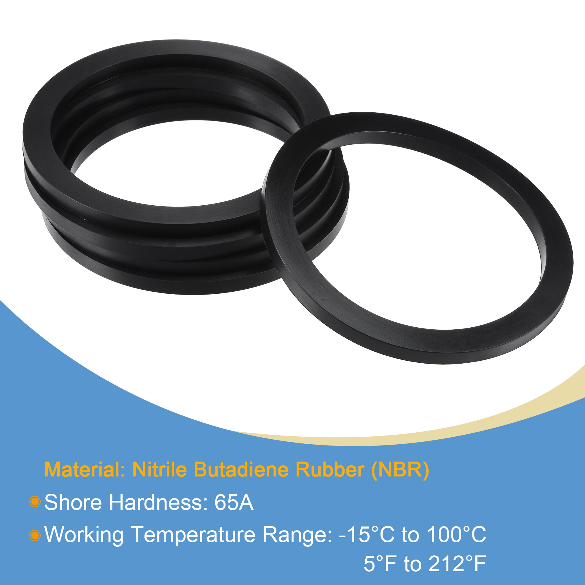 sourcing map Nitrile Rubber Flat Washer 1 Inch DN25 Gasket for Wrench Type Quick Connector Black
