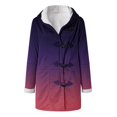 thumbnail image 4 of Womens Casual Loose Fuzzy Fleece Gradient Solid Plus Size Buttons Jacket Hooded Coat, 4 of 6