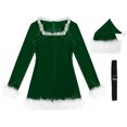 thumbnail image 4 of DPOIS Women's Flannel Mrs Santas Christmas Long Sleeve Bodycon Mini Dress, 4 of 7