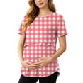 thumbnail image 2 of BRGZLK Maternity Color Block Tops Casual Summer Trendy Round Neck Short Sleeve Pullover T-Shirt Lightweight Comfortable Nursing Top 2026 Red A XL, 2 of 8