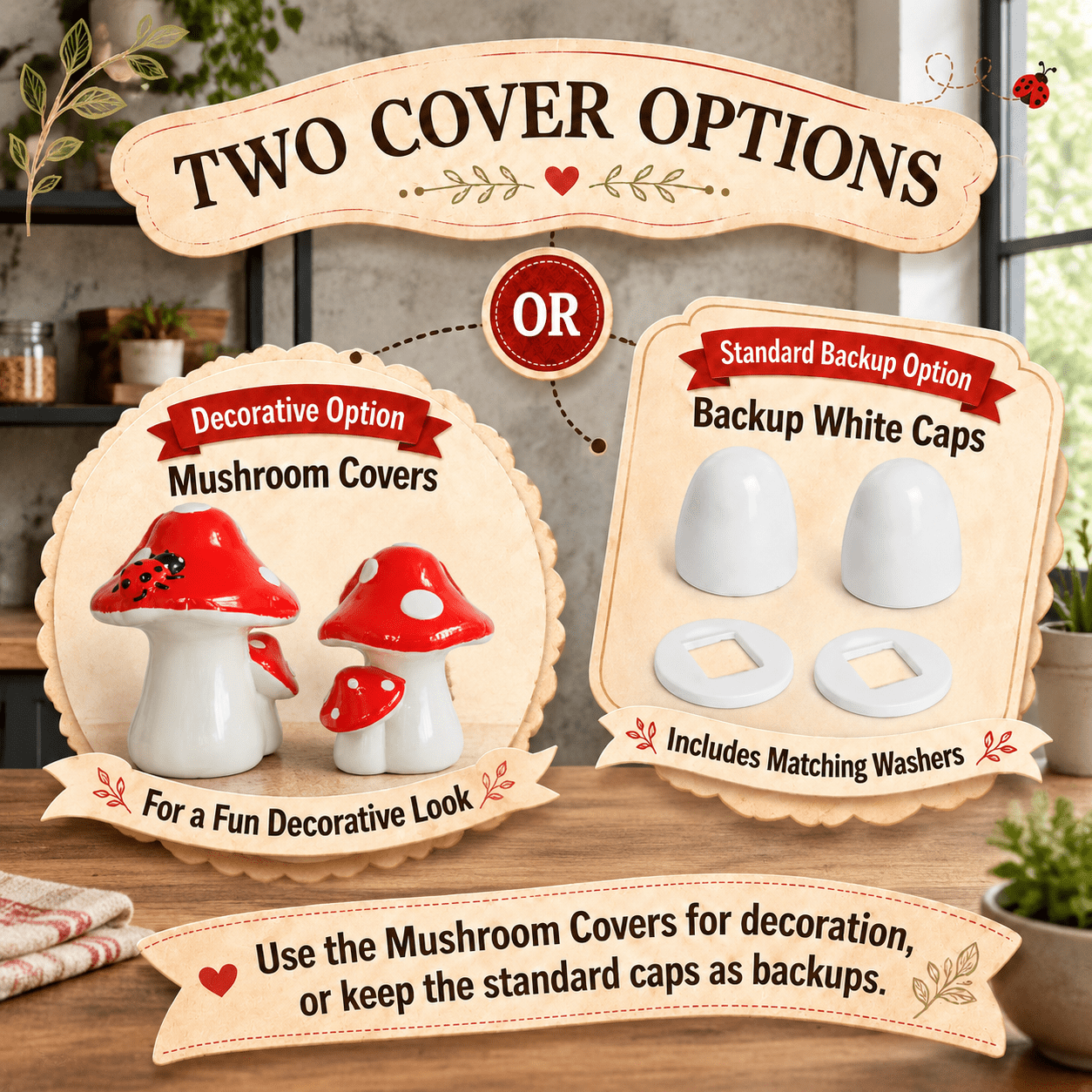 Ceramic Mushroom Toilet Bolt Covers image 2