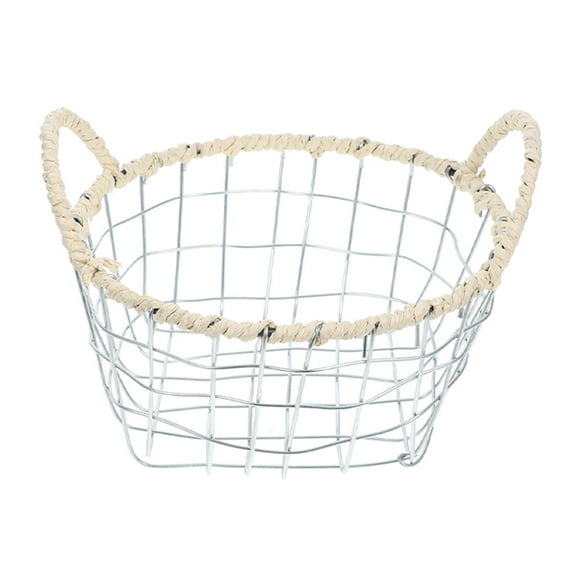 Decorative Metal Wire Fruit Basket Versatile Storage Basket Vegetable Basket Metal Wire Fruit Basket Iron Basket Desktop Basket (S)