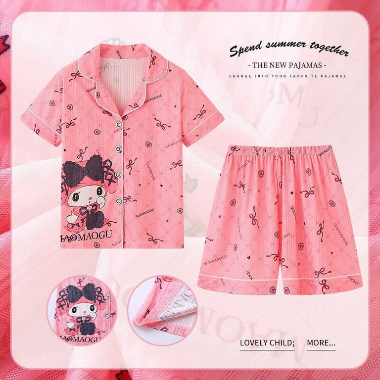 INS Summer Kuromi Women Pajamas Kawaii Sanrio Cute Cartoon Girl
