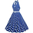 thumbnail image 3 of Wycnly Dresses for Women Evening Party Prom Vintage 1950S Pleated Swing Strap Dresses with Belt Halter Sleeveless Dot Print Summer Midi Formal Dress Blue XXL, 3 of 6