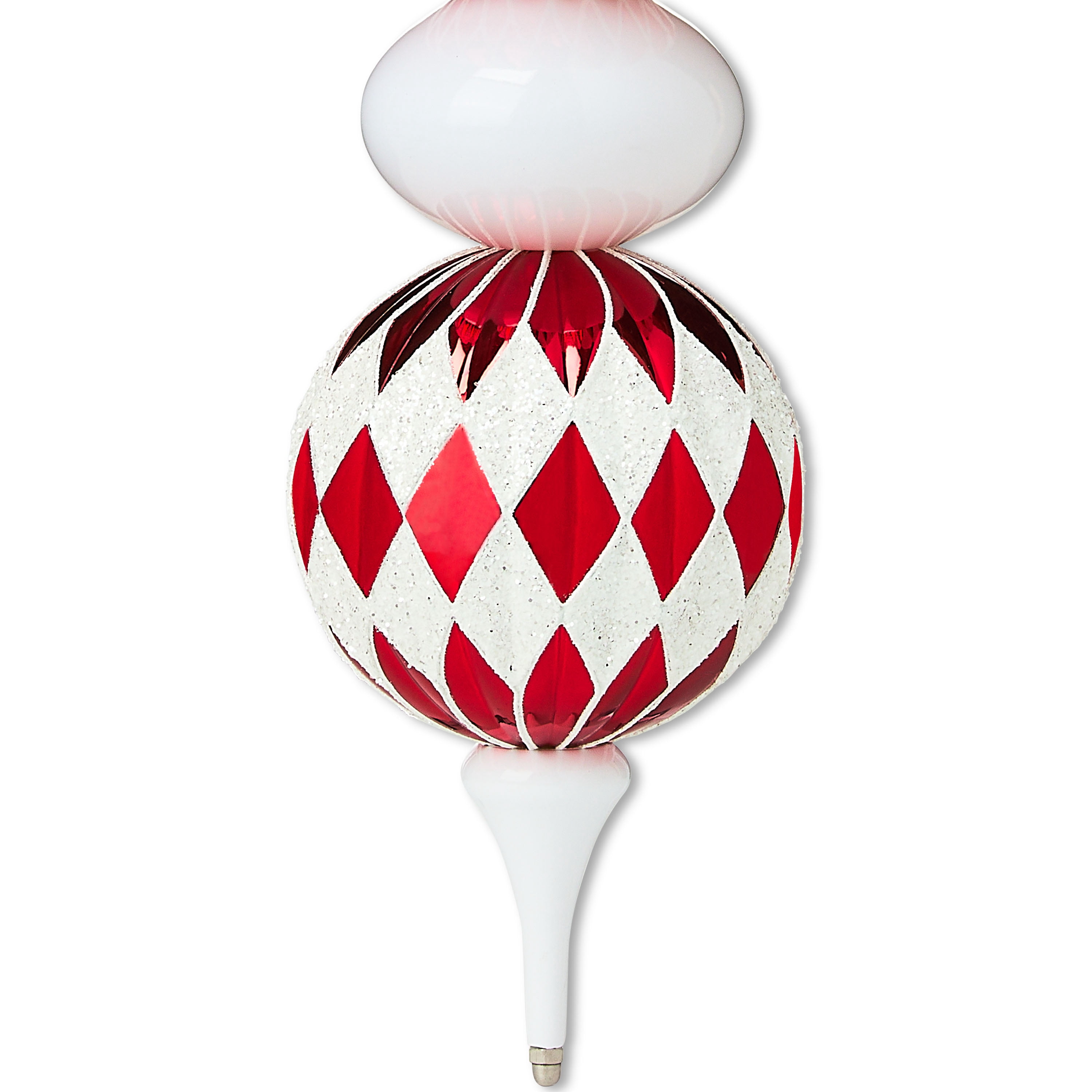 Red and White Jumbo Shatterproof Finial Christmas Ornament, 23