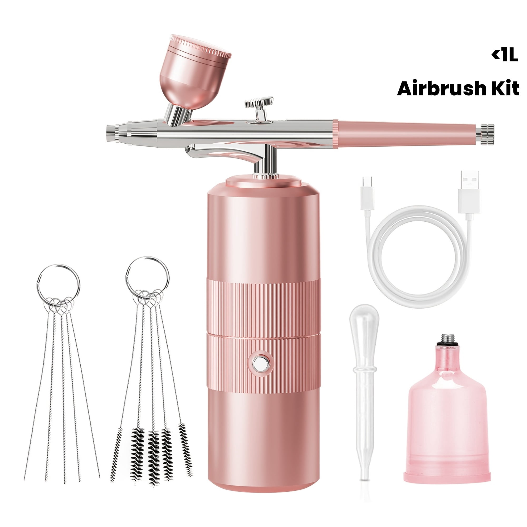 Airbrush Kit with Compressor Rechargeable Cordless Air Brush Set Handheld Airbrush Gun Machine Portable Airbrush for Nails Art Cake Decoration-Green