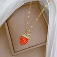 thumbnail image 5 of Cute Red Strawberry Necklace 18k Gold Plated Strawberry Pendant Necklace Sweet Friendship Necklace Birthday Christmas Halloween Jewelry for Women, 5 of 6