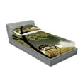thumbnail image 2 of Ambesonne Nature Fitted Sheet & Pillow Sham Set, Resting at Riverside, Twin, Green, 2 of 2