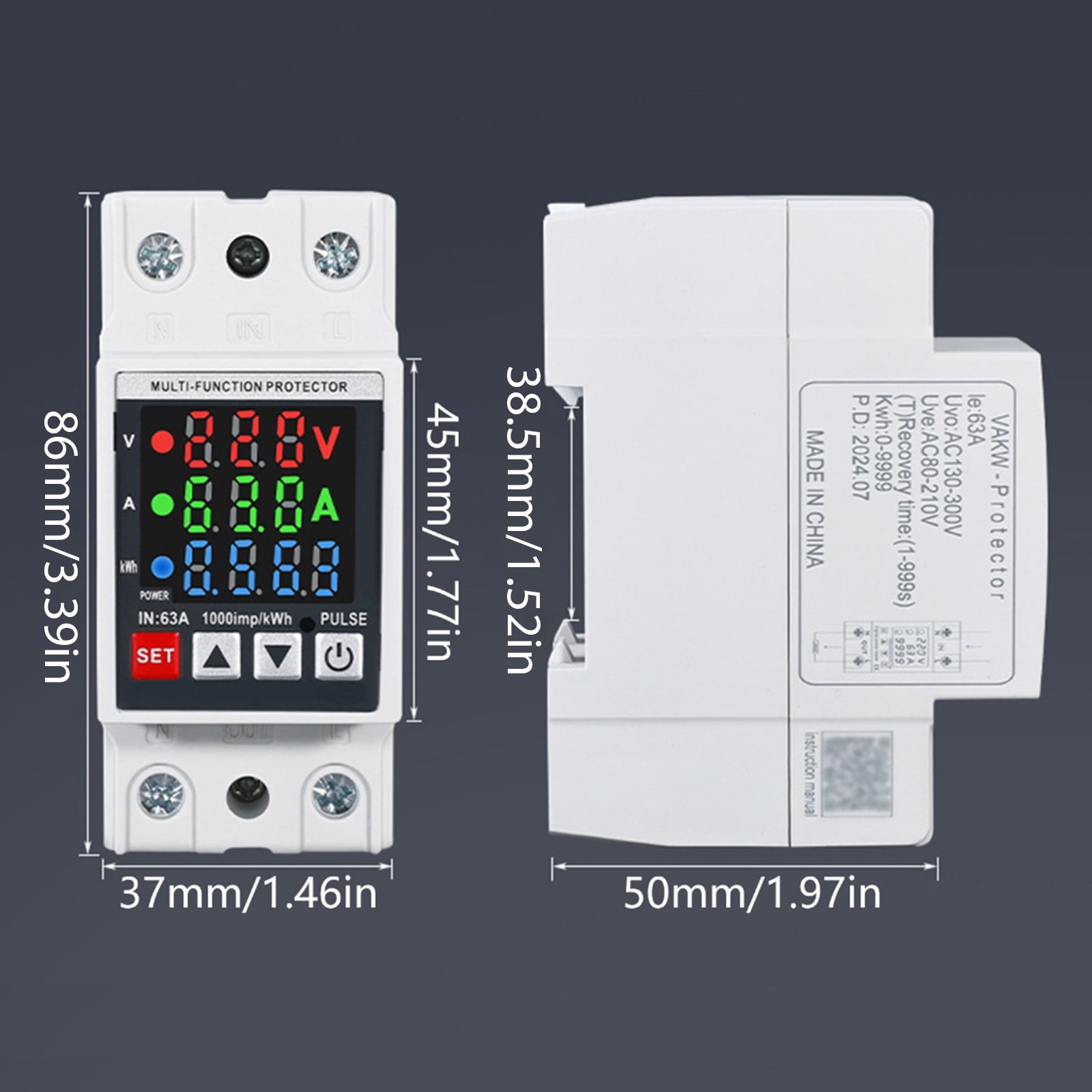Multifunctional Overvoltage Protector with Voltages Current Display 3 Display Voltages Protector