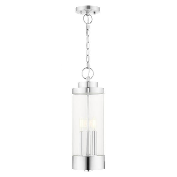 20727-05-Livex Lighting-Hillcrest - 3 Light Outdoor Pendant Lantern in Coastal Style - 6.5 Inches wide by 20.25 Inches high-Polished Chrome Finish