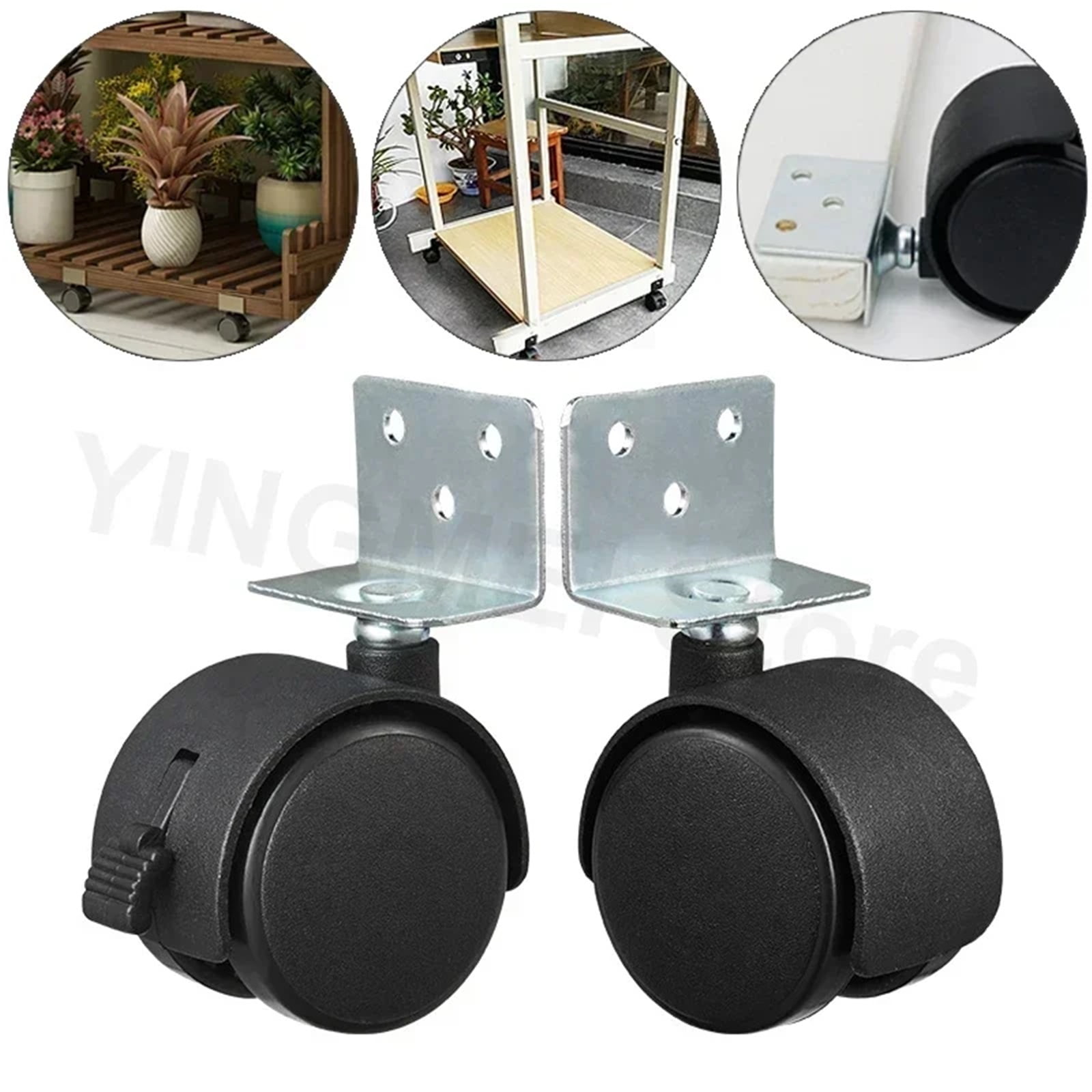 4pcs 1.5 Inch Universal Wheel Swivel Caster Roller Wheel Furniture Office Chair Caster With Brake For Luggage Chair Accessories ,Quiet and Smooth