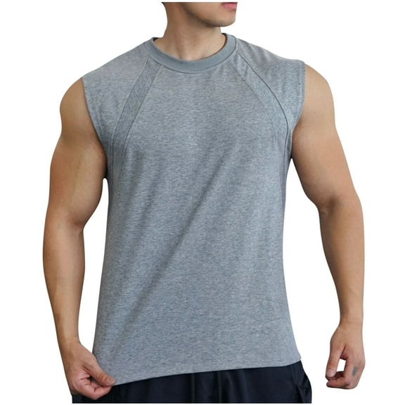 Riecok Lightweight Tank Tops Mens Summer Crewneck Basic Cami Shirt Breathable Sleeveless Tops Workout Clothes