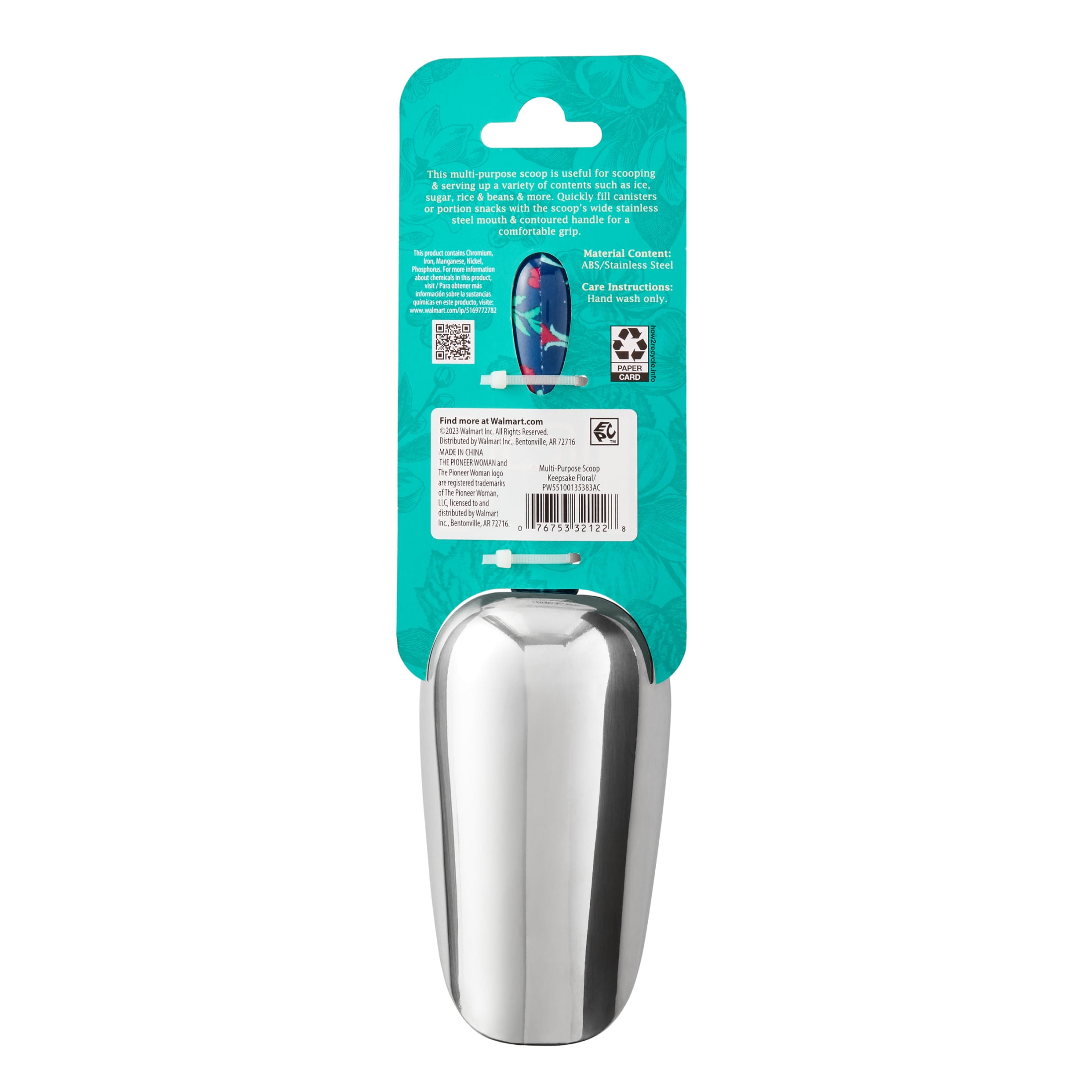 The Pioneer Woman Keepsake Floral Stainless Steel Multi-Purpose Kitchen Scoop