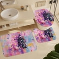 thumbnail image 6 of 4Pcs Shower Curtain Set with Rugs Colorful Abstract Print Purple Blue Bath Mat U-Shaped Floor Mat Toilet Lid Oval Rug Geometry Abstract Art Shower Curtain with 12 Hooks 72inch X 72inch, 6 of 8