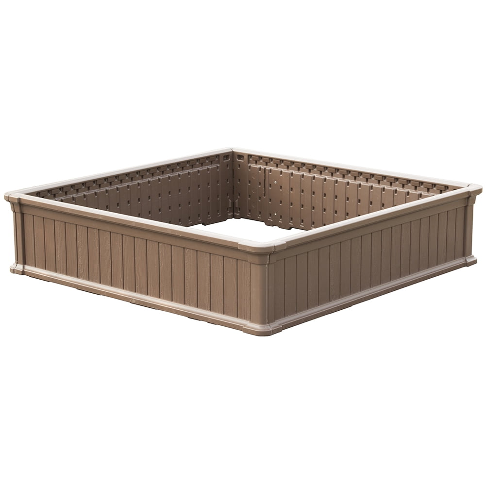 Modern Home Raised Garden Bed Kit - Stackable Modular Flower/Planter Kit (4'x4' Brown, Single)