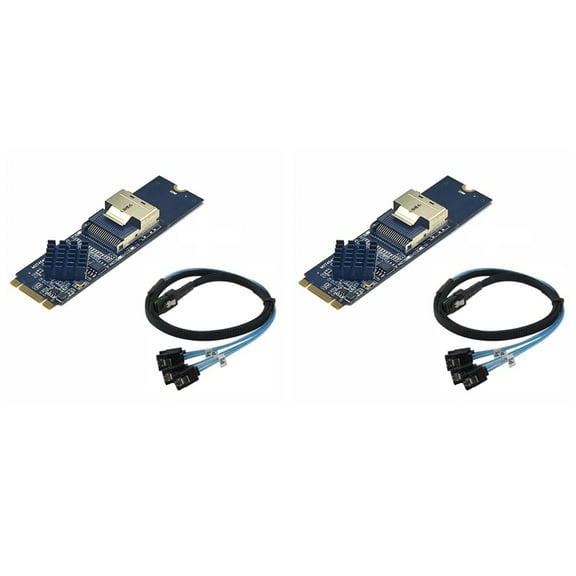 2X M.2 NVME to Mini SAS SFF-8087 Expansion Card Support 4 Port SATA3.0 6Gbps HDD SSD Controller SFF8087 to M2 NVME