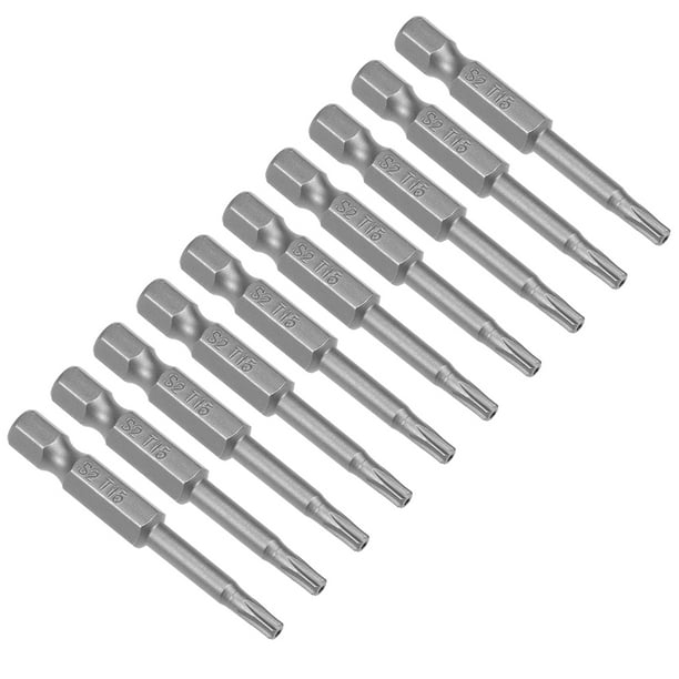 10pcs 50mm 1/4" Hex Shank T15 Torx Head Security Screwdriver