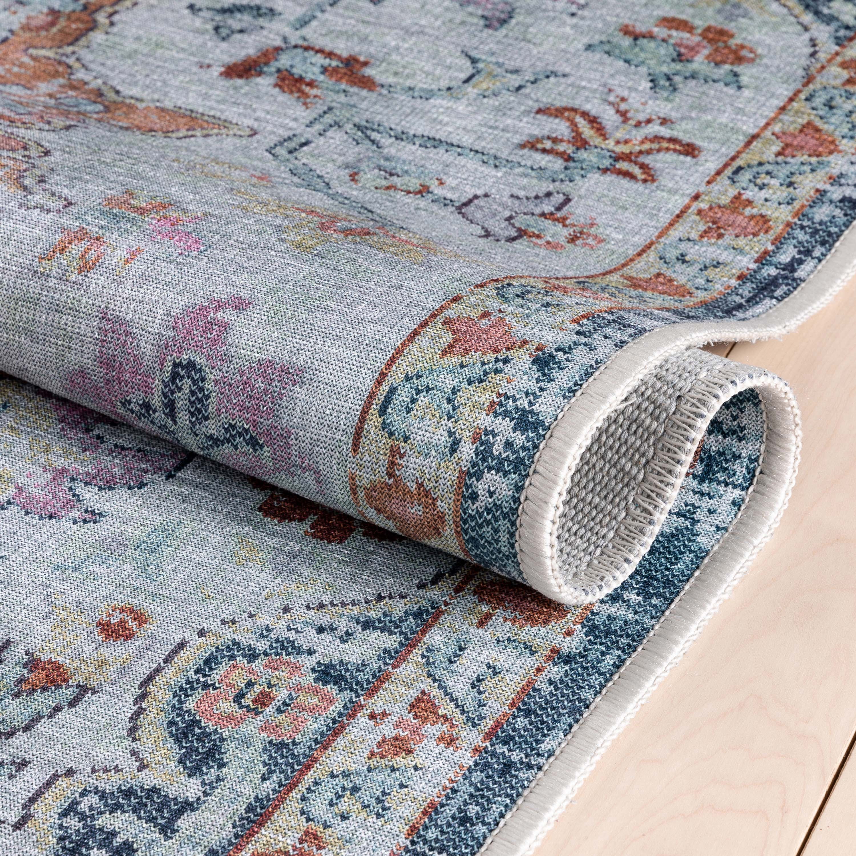 Well Woven Apollo Blythe Modern Vintage Orange/Blue 2'3" x 7'3" Runner Easy Clean Rug