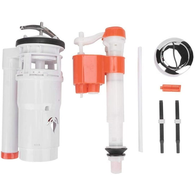 Valve de Rinçage de Toilette Cuve de Toilette Raccords de Rinçage à Bouton-Poussoir Connectés Réservoir d'Eau Valve de Vidange Kit de Rinçage Double Convertisseur Accessoires de Salle de Bain pour une Pièce de Toilette
