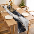 thumbnail image 3 of Marble Black Table Runner - 90 Inch Long, Kitchen Dining Table Runner Dresser Scarves, Abstract Gold White Brick Stone Motif Farmhouse Decor for Coffee Tables Wedding Party Banquet, 3 of 8