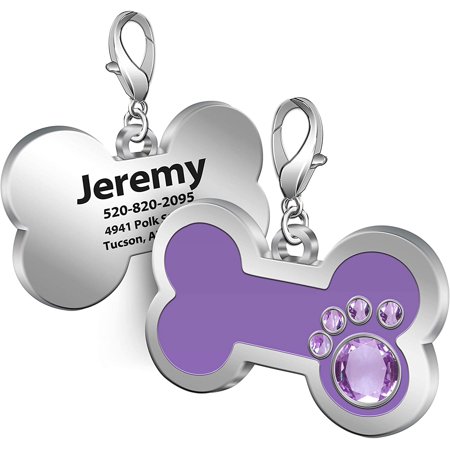 Personalized Bone-Shaped Pet ID Tag - Laser Engraved With Ring For Dog Or Cat Collar