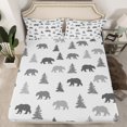 thumbnail image 2 of Manfei Wildlife Animal Bear Twin Sheet Sets,Tropical Botanical Pine Twin Fitted Sheet,Rustic Western Farmhouse Flat Sheet For Boys,Ultra Soft Home Decor,3 Pieces, 2 of 7