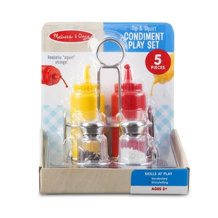 Melissa & Doug Tip & Squirt Condiment Play Food Set with Metal Caddy (5 Pcs)