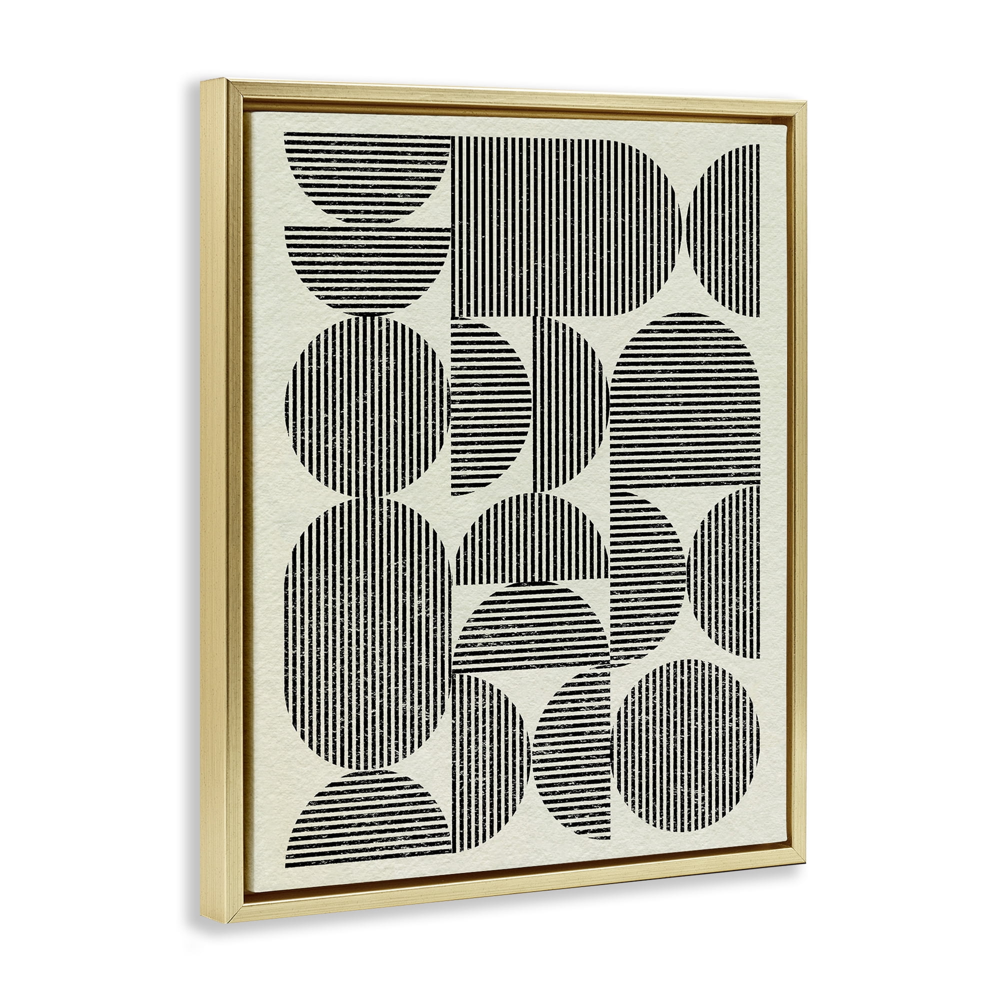 Stupell Industries Striped Arches Pattern Abstract Painting Gold Floater Framed Canvas Art Print Wall Art, 25 x 31