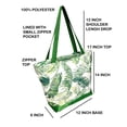 thumbnail image 4 of Large Fashion Print Zippered Top Tote 17 x 14 x 6 - Personalized Custom Monogram or Name Embroidery Available Green Paradise Palm, 4 of 4