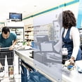 thumbnail image 2 of Cashier Shield, Sneeze Guard, Plexiglass Protective Mounting Barrier, Clear Acrylic .100" thick, Mount directly into Counter, 2-Pack, 2 of 3