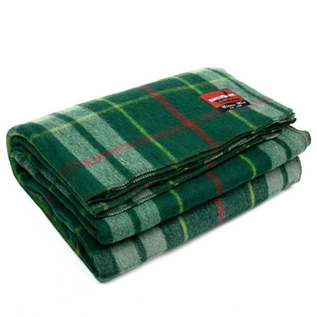 UPC: 0861253002681 | Swiss Link Military Surplus 90 x 62 Inch Classic Wool Plaid Blanket Green